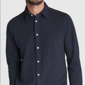 Rag & Bone Navy Long Sleeve Washed Cotton Button Down Shirt with Plaid details